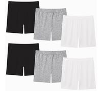 Moitiy Kruz Lot de 6 paires de leggings de cyclisme pour fille de 2 à 12 ans, Noir/gris/blanc, 9-10 ans