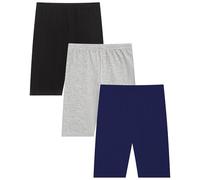 Moitiy Lot de 3 paires de shorts de cyclisme pour fille - Short de sport - En coton - Pour fille - 4-12 ans, Noir/gris/bleu marine, 4-5 ans