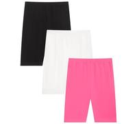 Moitiy Lot de 3 paires de shorts de cyclisme pour fille - Short de sport - En coton - Pour fille de 4 à 12 ans, Noir/blanc/rose rouge, 4-5 ans