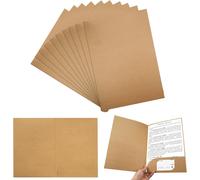 Moiuy-10 Pièces Chemise Cartonnée Avec Pochettes, 350 Gsm A4 Papier Kraft Dossier De Fichiers, Chemise Papier Pour La Maison, L'école, Le Bureau, Les Réunions, L'organisation De Documents (310x220mm)