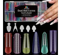 Moiuy-144pcs Poppit Ongle Kit, Réutilisable Capsules Popits Ongle Nail D'extension Kit Faux Ongles Capsules Couverture Complète Nail Tips Avec 72 Pcs French Autocollants Pour Ongles(6 Modèles)