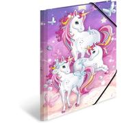 Moiuy-19374 Lot De 3 Chemises De Collection A4 En Carton Avec Impression Intérieure Et Élastique, Motif Animaux Licorne, Pour Garçons Et Filles