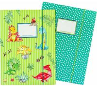 Moiuy-2 Chemises Scolaires De Haute Qualité Pour Enfants Din A4 Motif Dino - Chemise De Courrier Pour Les Élèves De L'école Primaire - Collecteur De Cahiers - Agrafeuse À Cheval - Set Numéro 4