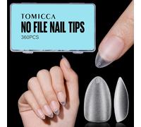 Moiuy-360 Pièces Capsule Americaine Ongle, 12 Tailles Faux Ongles, Amande Court Transparent Couverture Complète, Avec Valise De Rangement, Pose Americaine Capsule Pour Diy Nail Art