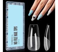 Moiuy-504 Pièces Capsule Americaine Ongle Ballerine, 12 Tailles Faux Ongles, Cercueil Court Moyen Matte Transparent, Avec Valise De Rangement, Pose Americaine Capsule Pour Diy Nail Art