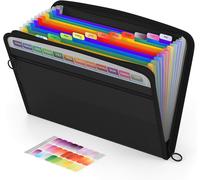 Moiuy-Abclife Extensible Pochettes Pour Documents 13 Poches,A4 Trieur / Organisateur De Document Avec Fermeture À Glissière, Porte-Documents De Dossier D'accordéon Avec Support De Poche Avant,Noir