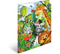 Moiuy-Classeur A3 Jungle, À Élastique En Carton, Avec Motif De Maternelle, Élastique, Rabat Intérieur Et Impression Intérieure Pour Garçons, Filles Et Enfants