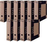MOIUY-Classeur de bureau Premium ECO Maxi FSC/paquet de 10-10 pièces/large/DIN A4 8 cm - 80 mm/marron-noir/bon pour l'environnement - naturel/ruban de renforcement/chemise en carton