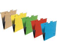 Moiuy-Falken Lot De 5 Pochettes Suspendues Unireg. Fabriquées En Allemagne. En Carton Recyclé Pour Format A4 Avec Grenouilles En Lin De Différentes Couleurs