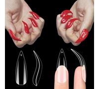 Moiuy-Lot De 120 Faux Ongles Incurvés En Gel Transparent - Couverture Complète Pour Faire Presser Les Ongles 3d En Forme De Griffe D'aigle - Épais - Extra Hawk - Courbe Profonde - Amande - Faux