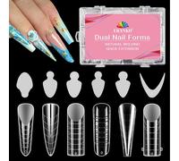 Moiuy-Lot De 288 Faux Ongles En Polygel, Doubles Formes Transparentes Mates Pour Pédicure Réutilisables Avec 72 Autocollants Pour French Manucure, 6 Styles