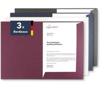 Moiuy-Lot De 3 Pochettes De Présentation A4 Bordeaux - Disponible En 7 Couleurs - Directement Du Fabricant - Utilisation Polyvalente Pour Vos Offres, Exposés, Projets Ou Rapports Commerciaux