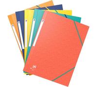 Moiuy-Oxford Bicolor Recyc+ 5 Pochettes Cartonnées 3 Rabats A4 Avec Elastique Couverture Carte Coloris Assortis