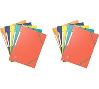Moiuy-Oxford Bicolor Recyc+ 5 Pochettes Cartonnées 3 Rabats A4 Avec Elastique Couverture Carte Coloris Assortis (Lot De 2)
