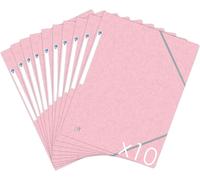 Moiuy-Oxford Topfile+ Lot De 10 Chemises Cartonnées 3 Rabats Format A4 Fermeture Elastiques - Pochettes Couleur Rose Pastel