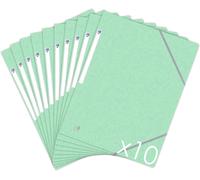Moiuy-Oxford Topfile+ Lot De 10 Chemises Cartonnees 3 Rabats Format A4 Fermeture Elastiques - Pochettes Couleur Vert Pastel