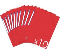 Moiuy-Oxford Topfile+ Lot De 10 Chemises Cartonnées Sans Rabats Avec Elastiques Format A4 Rouge