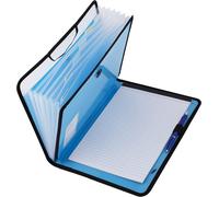 MOIUY-Porte-documents en lot de 7 compartiments A4 - Extensible - Portable - Avec élastique rond - Avec bouton de fermeture - 7 compartiments - Bleu