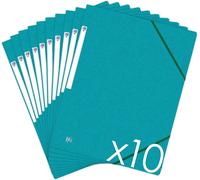 Moiuy-Topfile+ Lot De 10 Chemises Cartonnées 3 Rabats Format A4 Fermeture Elastiques - Pochettes Couleur Bleu Aqua