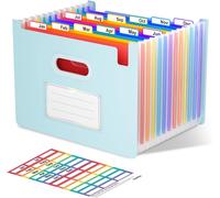 Moiuy-Trieur Document, 12 Pochettes Extensible, Vertical Et Ouvert Sur Le Dessus, Rangement Papier Administratif, Organiseur Portable De Factures Mensuelles, Format Lettre/A4 - Morandi Bleu