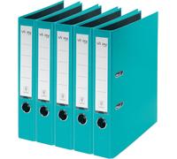 Moiuy-Von 10561052 Lot De 5 Classeurs A4 En Carton Avec Couverture En Plastique, Dos De 50 Mm, Pour 350 Feuilles, Bleu Ange Et Certifié Fsc, Pour L'école, L'étude Et La Maison, Turquoise