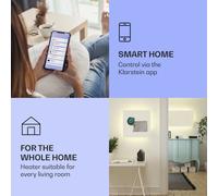 Klarstein Radiateurs Chauffage Radiant Electrique IP44, Chauffage salle de bain infrarouge Intelligent WiFi et App, Radiateur Electrique Mural 1000W, Heater avec Détection Fenêtre Ouverte, Thermostat