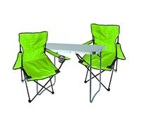 Mojawo 3 pièces Ensemble de Meubles de Camping en Aluminium 70 x 50 x 59 cm 1 Table de Camping avec poignée de Transport + 2 chaises de pêcheur, chaises Pliantes de Camping Vert Citron