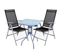 Mojawo® 3tlg. Ensemble bistrot ensemble bistrot 60 x 60 cm verre/aluminium/mé...