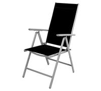 Mojawo Chaise de jardin - Chaise Fauteuil à dossier haut Position 7 positions de réglage - pliable - Chaise pliante - Résistant aux intempéries Aluminium - Argent/Noir