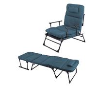 Mojawo Chaise longue de jardin 2 en 1 | Chaise de repos | Chaise longue | Lit d'appoint | Fauteuil de relaxation | Fauteuil de repos avec rembourrage et oreiller, couleurs : bleu foncé