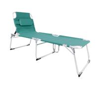 Mojawo Chaise longue de jardin pliable en aluminium avec coussin rembourré Aqua L 200 x l 70 x H 45/95 cm Charge maximale 150 kg