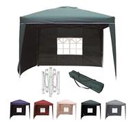 Mojawo Easy Build Pop Up Tonnelle pliante en aluminium - Tonnelle de jardin avec 2 parois latérales différentes couleurs, couleurs : vert