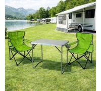 Mojawo Ensemble de Meubles de Camping en Aluminium - Table XL 80 x 60 x 68 cm avec Poignée + 2 Chaises Pliantes de Pêcheur Vert Citron