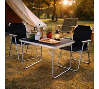 Mojawo Ensemble Table de Camping avec 2 chaises Pliantes Noir