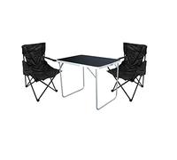 Mojawo Ensemble Table de Camping avec 2 chaises Pliantes Noir