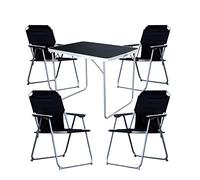 Mojawo Ensemble Table de Camping avec 4 chaises Pliantes Noir