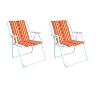 Mojawo Lot de 2 chaises de camping pliantes à rayures tropicales