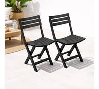 Mojawo Lot de 2 chaises pliantes confortables pour terrasse, jardin, balcon et camping - Fauteuil pliant résistant aux intempéries - Anthracite