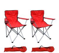 Mojawo Lot de 2 chaises pliantes pour la pêche/le camping avec porte-gobelet et sac de transport - Charge maximale :120 kg - Rouge