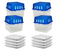 Mojawo Lot de 4 déshumidificateurs Box Intensiv Fresh avec protection contre la moisissure et les odeurs, y compris 8 sachets de granulés de 400 g pour la recharge