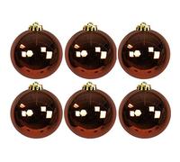 Mojawo Lot de 6 boules de Noël XL Marron Ø 15 cm