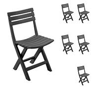Mojawo Lot de 6 chaises pliantes confortables pour terrasse, jardin, balcon et camping - Fauteuil pliant résistant aux intempéries - Anthracite