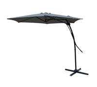 Mojawo Parasol de jardin déporté Easy Push Up XXL - Protection solaire - Avec pied en croix - Anthracite - Diamètre : 3,50 m, anthracite, Ø350xH250cm
