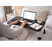 Mojawo Plateau de lit - Table d'appoint - Plateau de service avec pieds - Pliable - Pour ordinateur portable - Porte-gobelet