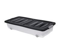Mojawo Rollerbox Boîte de rangement sous le lit sur roulettes avec couvercle anthracite, 80 x 40 x 17 cm, blanc/transparent, 90 % plastique recyclé
