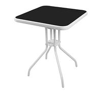 Mojawo® Table de bistro rectangulaire en verre et métal Blanc 60 x 60 x 70 cm