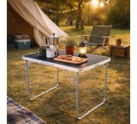 Mojawo Table de camping pliante en aluminium avec poignée de transport Noir 70 x 50 x 59 cm