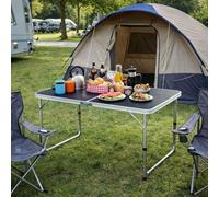 Mojawo Table de camping pliante XXL en aluminium avec poignée de transport Noir 120 x 60 x 58 x 70 cm