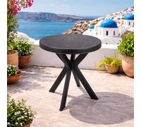 Mojawo Table de jardin pratique - En plastique - Diamètre : 70 cm - Anthracite - Ronde - Pour balcon, bistrot, terrasse