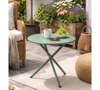 Mojawo Table d'extérieur en acier revêtu par pulvérisation - Résistante aux intempéries - Ronde - Vert - Diamètre : 48 x H 48 cm